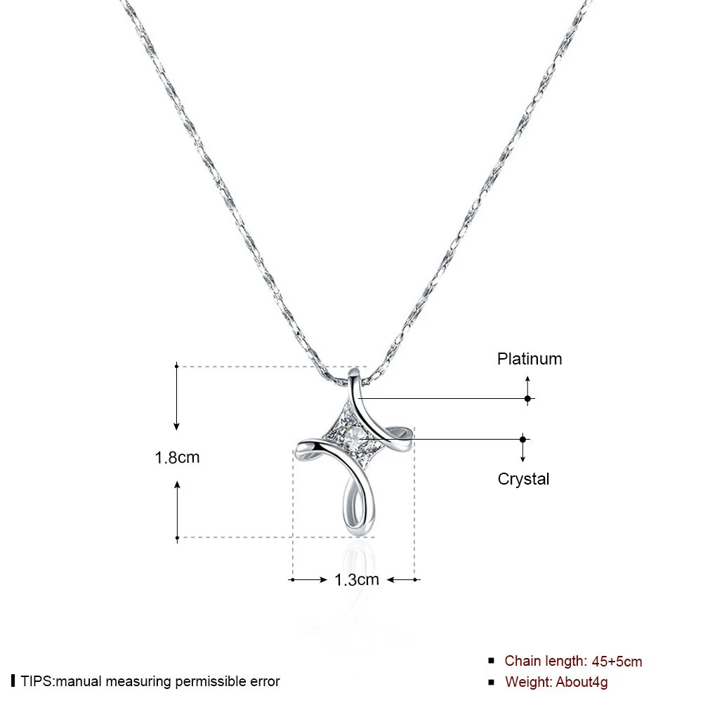 Новая подвеска крест с имитацией белого кристалла циркона женская Серебряного и
