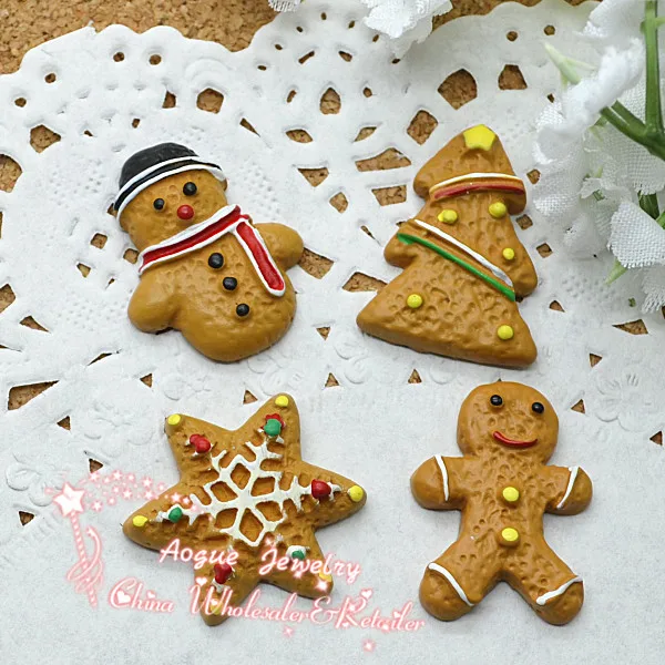 

12 шт Рождественский Снеговик, Рождественская елка и Снежинка Gingerman кабошоны | Рождественские украшения Миниатюрные