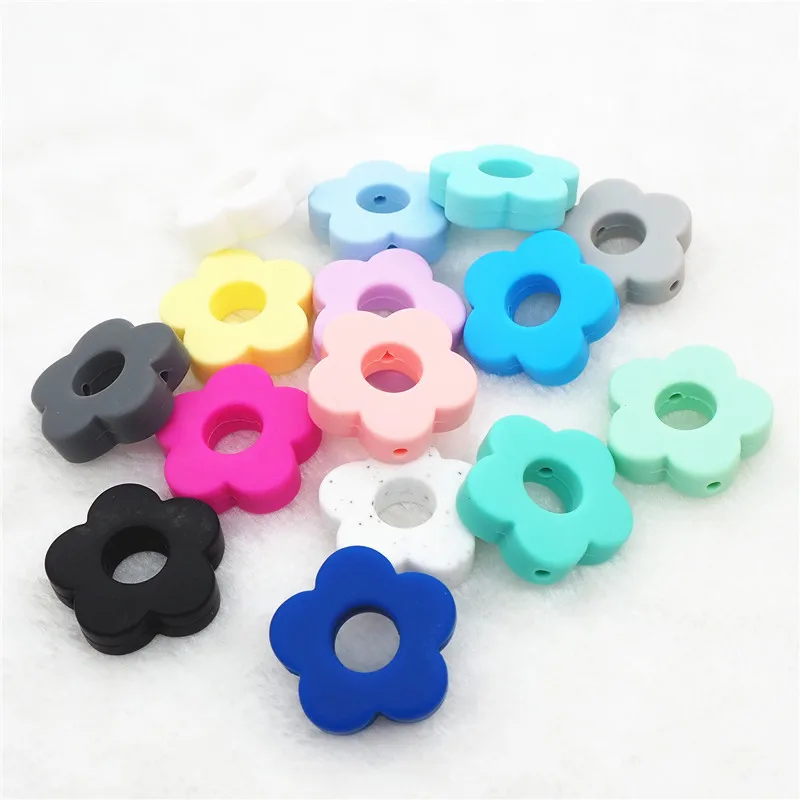 

Chenkai 10pcs Silicone Flower Beads DIY Baby Shower Pacifier Dummy Teething Montessori Sensory Jewelry Making Teether Toy Beads