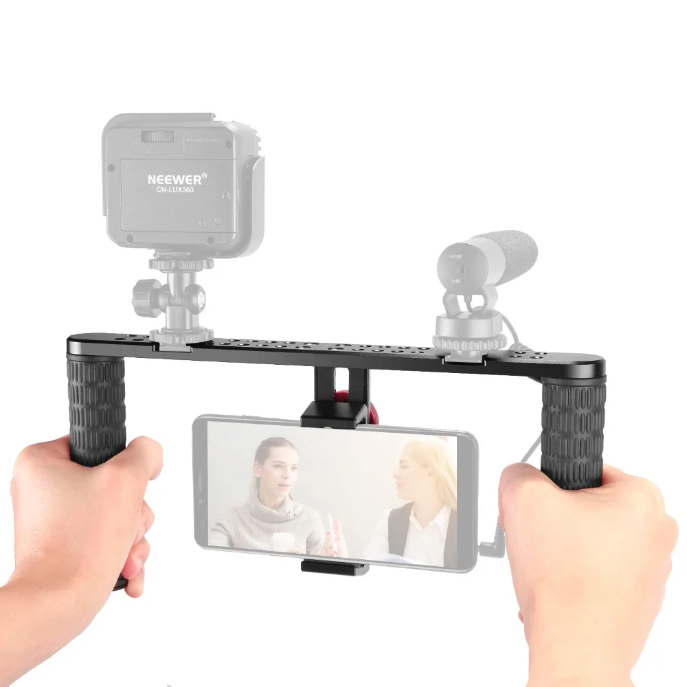 

Neewer Metal Smartphone Video Rig,Filmmaking Recording Vlogging Rig Case Handheld Grip Stabilizer with Cold Shoe Mount