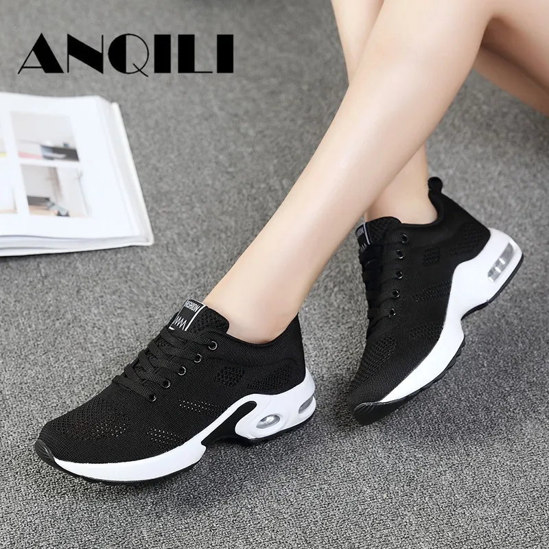 ANQILI/2019 г. весенние женские кроссовки на плоской платформе легкие удобные дышащие