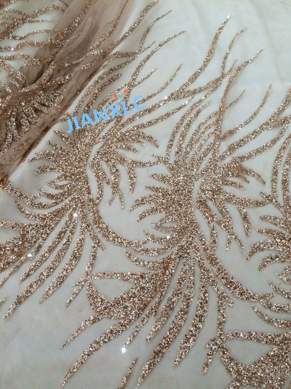 5 ярдов Тюль ручная печать блестящая кружевная ткань для вечернего платья CiCi 111606