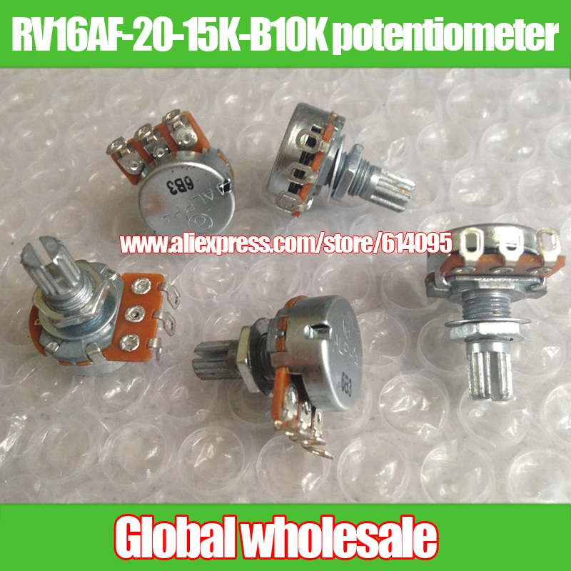 Ручка потенциометра ALPHA 16 типа B10K/RV16AF-20-15K-B10K 5 шт. Резьбовая длина 15 мм |