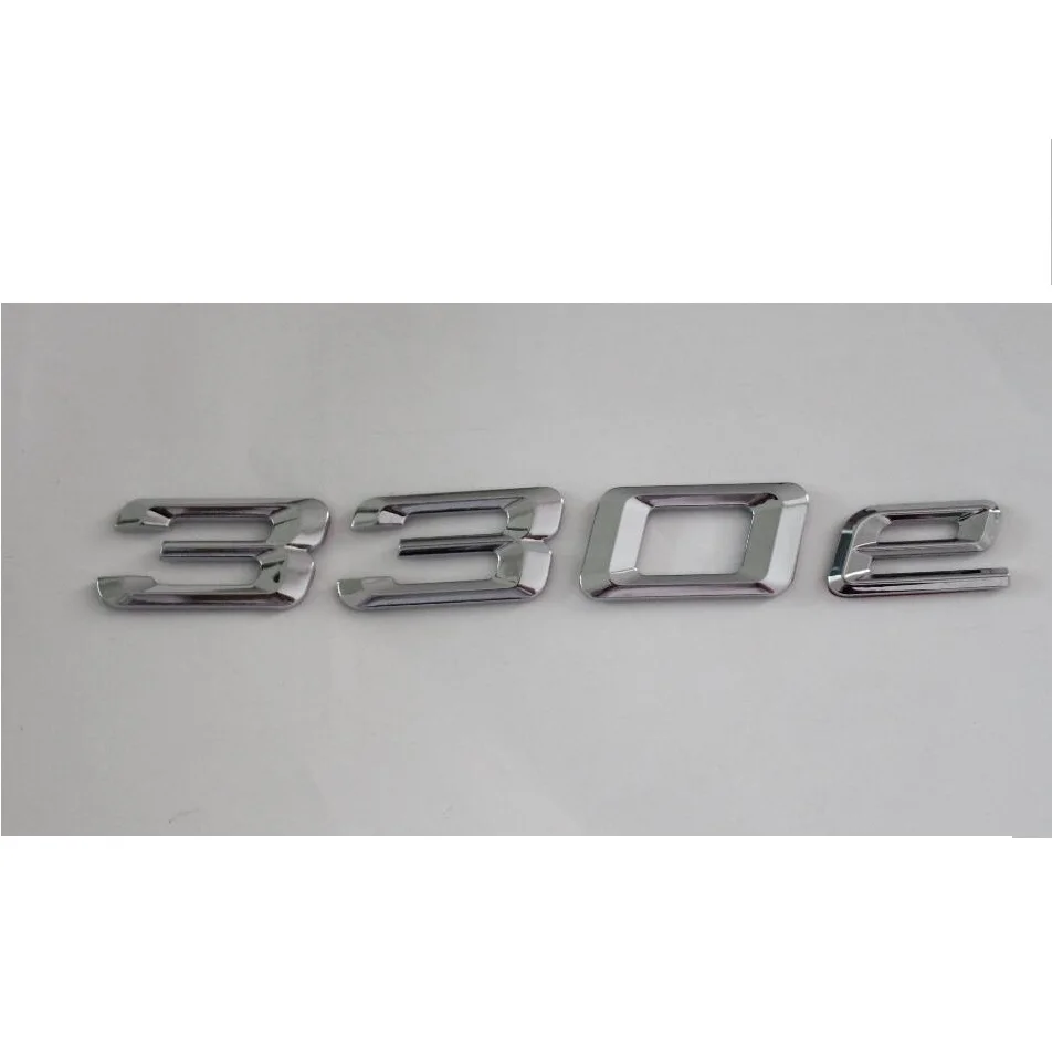 

Chrome Shiny Silver ABS Number Letters Word Car Trunk Badge Emblem Emblems Decal Sticker for BMW 3 Series 330e