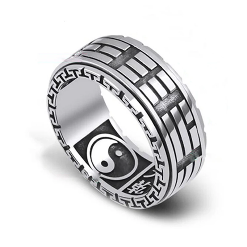 Кольцо из серебра 925 пробы Tai Chi Bagua мужское ювелирное украшение подарок для пар