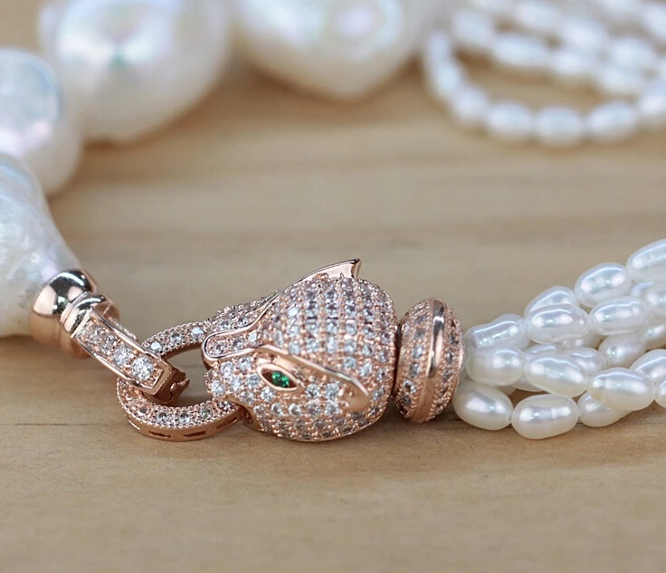 Новый браслет с пантерой преувеличенный натуральными маленькими бусинами