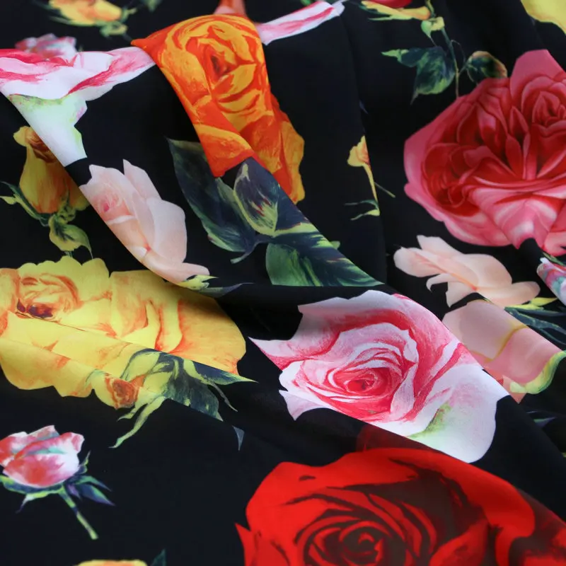 145 см Ткань с принтом розы элегантное тонкое модное платье шарф ткань полиэстер