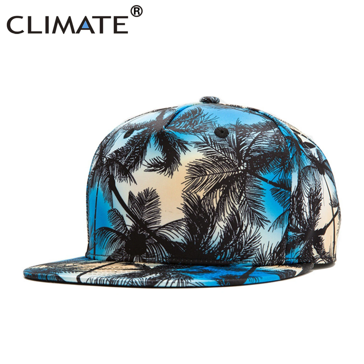 CLIMATE Coconut Tree Hip Hop Snapback Caps Men Seaside Beach Cap Vacation Rapper 3D Printing Street Dancer Dance Hat |