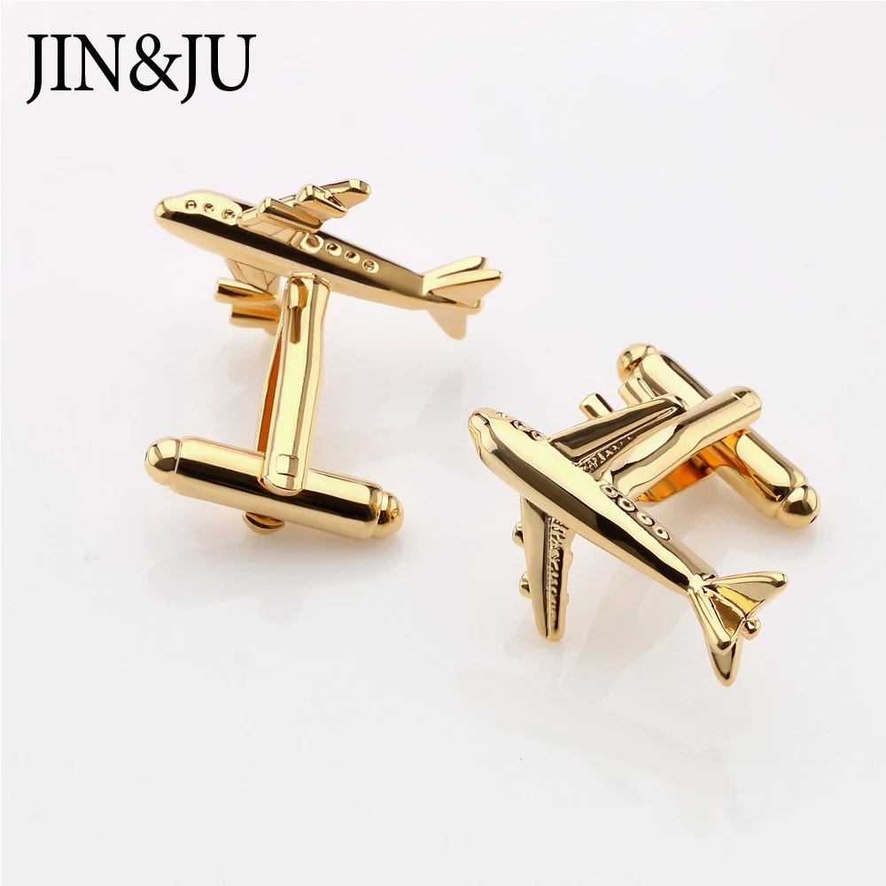 JIN& JU, мужские ювелирные изделия, дизайн самолета, аэроплан, свадебные украшения, два цвета, имитация, покрытие, стиль для мужчин, самолет, запонки