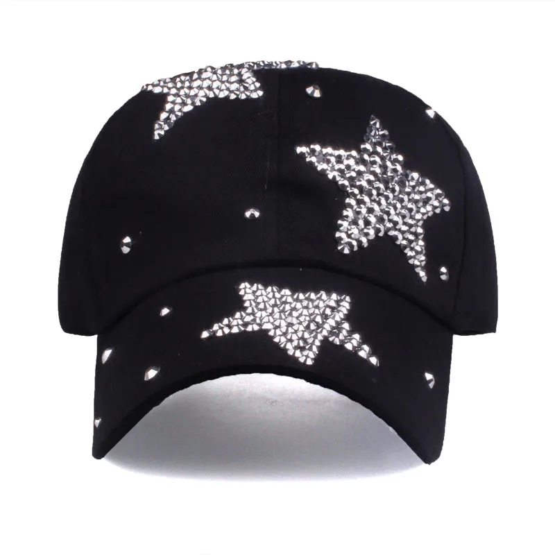 [YARBUU] бренд бейсболки высокое качество Стразы кепки с тремя звездами Snapback Casquette шляпа для женщин леди сплошной цвет