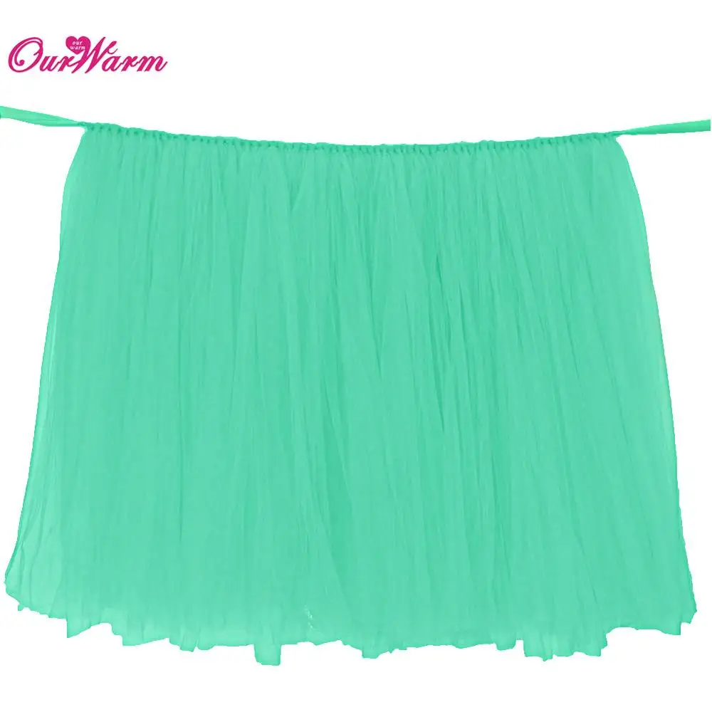 Mint Green Ourwarm 10 шт. DIY Юбки для столов ing настроить ручной работы Тюль Туту Юбки для столов Свадебные украшения Baby Shower вечеринок розовый - Цвет: Mint Green
