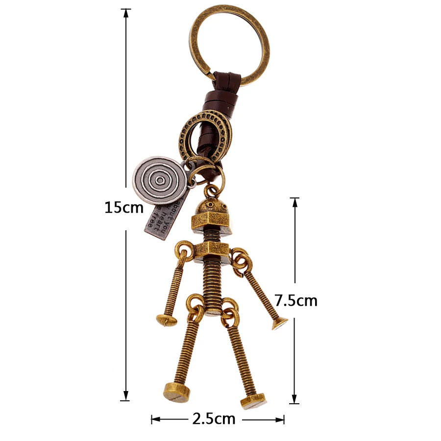 Регулируемый винт робот-брелок из натуральной кожи автомобильный брелок кольцо