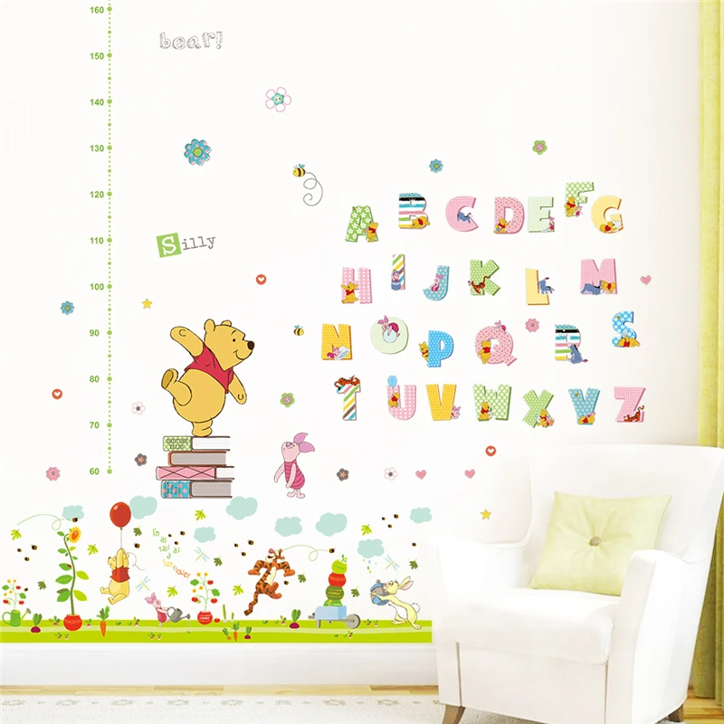 

cartoon winnie pooh growth chart wall stickers bedroom home decor disney animals height measure wall decals pvc mural art