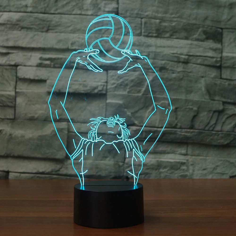 Играйте в волейбол моделирование светодиодный 3D настольная лампа сенсорный