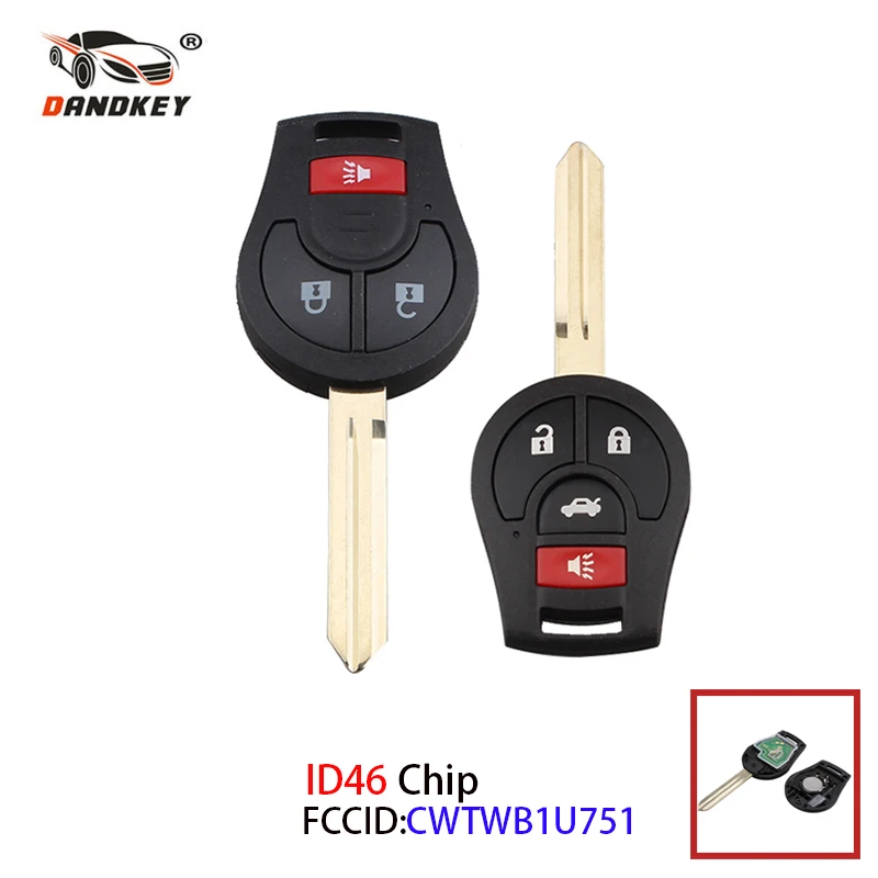 Dandkey дистанционный Автомобильный ключ 3/4 кнопки для Nissan Rogue Versa 2008 2014 с чипом ID46 Fob