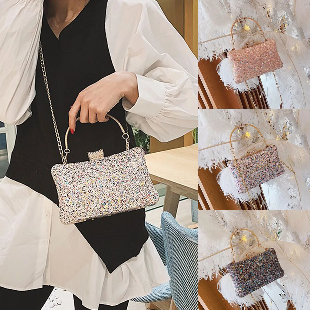 

Transer HOT Evening Clutch Bag Women fashion Party Wedding Shiny Chain Handbag purses and handbags Wallet Female Shoulder bag #4
