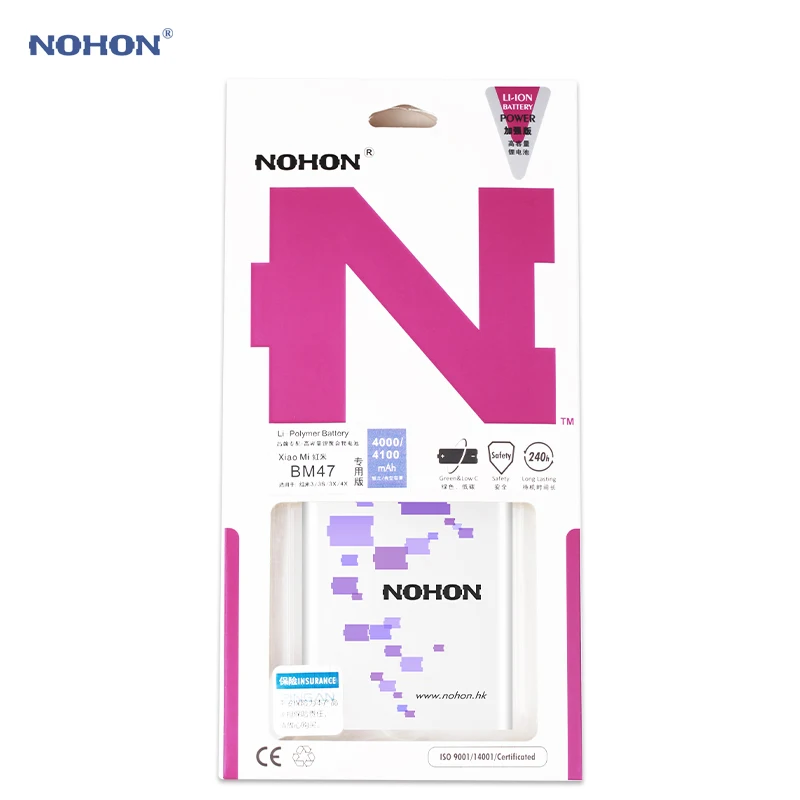 Nohon аккумулятор 4100 мАч для Xiaomi redmi 3 3S 3X 4X BM47 redmi 3 redmi 3S redmi 3X redmi 4X встроенный литий-полимерный аккумулятор для телефона