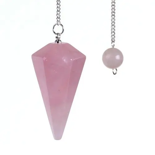 Natural Amethyst Crystal Pink Quartz Stone Pendulum Facet Reiki Chakra Healing Point with 10inch chain 1pcs single pack | Украшения и