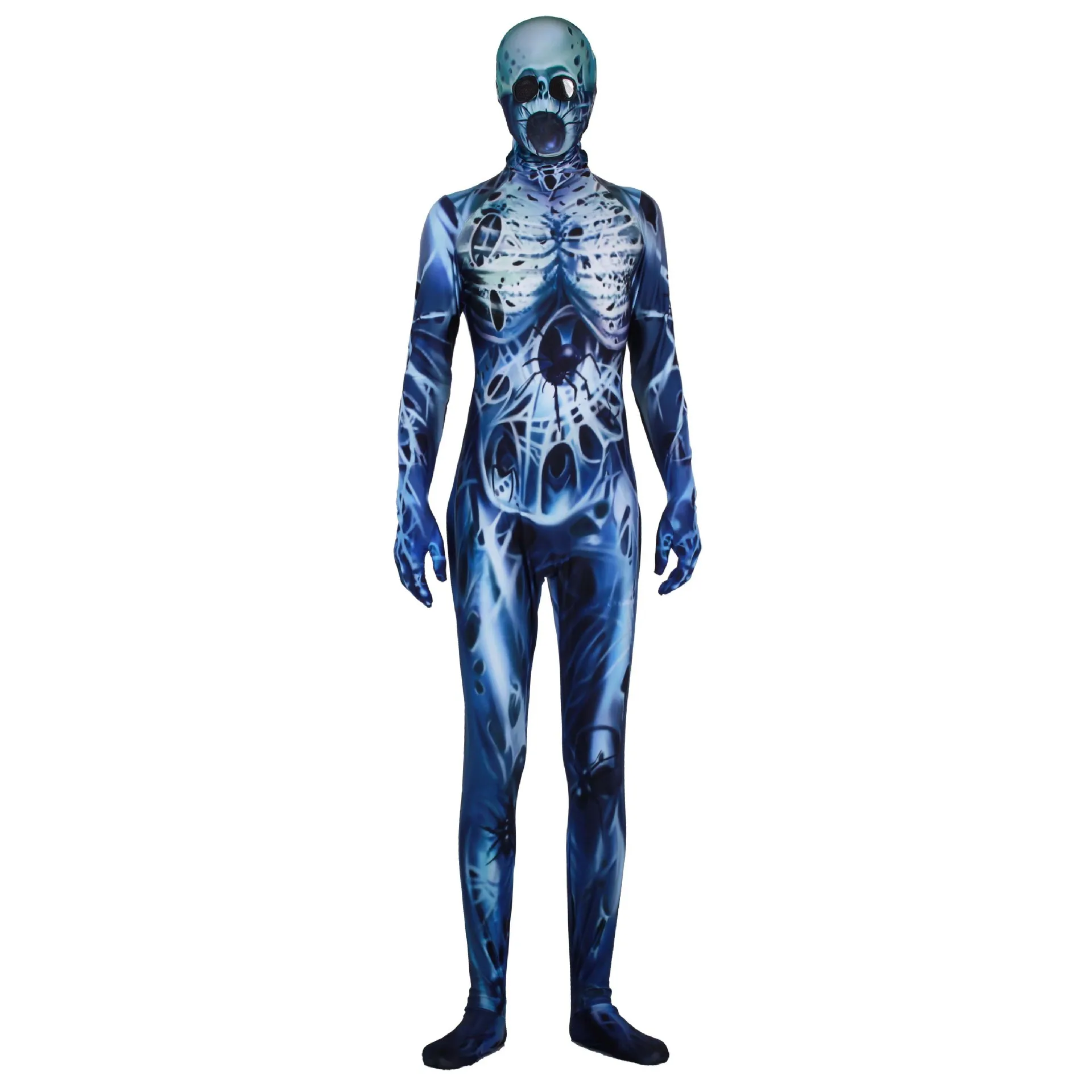 3D Череп Скелет комбинезон косплей костюмы страшный Хэллоуин Мужчины Женщины