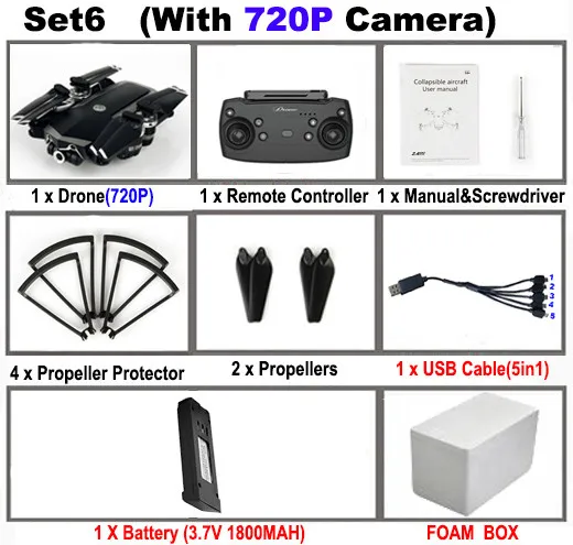 Set6 JDRC JD-20S JD20S WiFi FPV RC Дрон с широкоугольным 2MP HD камерой Профессиональный вертолет складной Дрон RC Квадрокоптер игрушки RTF - Цвет: Set6