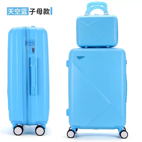 a set KLQDZMS 20/22/24/26/28inch retro rolling luggage sets trolley case with cosmetic bag fashion travel suitcase on wheels - Цвет: a set