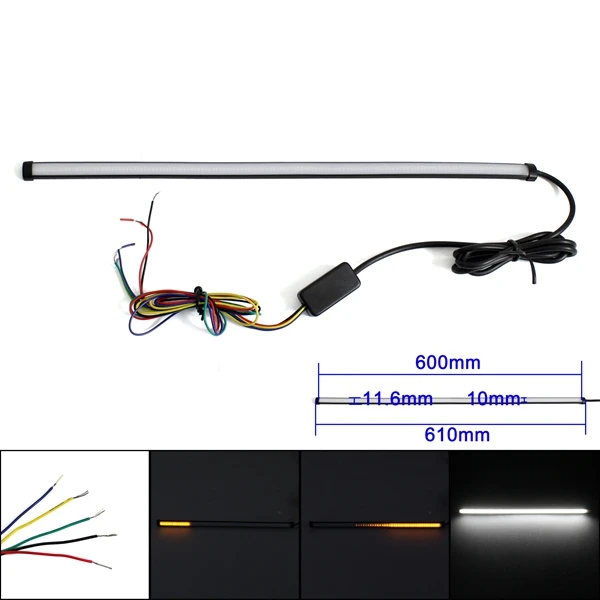 60cm white light 45 см Гибкий мотоциклетный тормозной задний светильник s светодиодная лента последовательное переключение стробоскоп Стоп задний светильник с плавным поворотником светильник - Цвет: 60cm white light