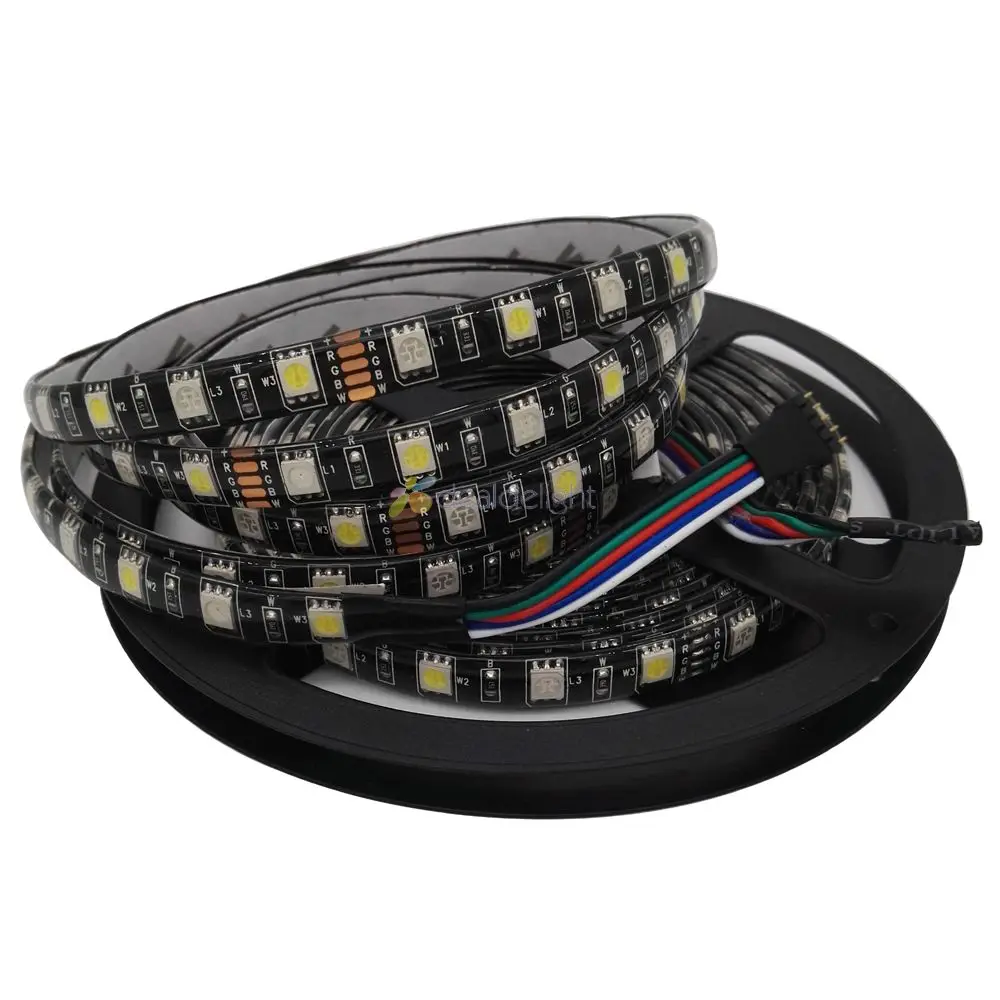 Черная Светодиодная лента 5050 RGBW для печатной платы 60 светодиодов/м RGB + белый или
