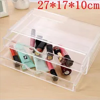 New Anti-Scratch Clear Acrylic Cosmetic Jewelry Makeup Organizer Box Case 2 Storage Drawer Cases Holder Make Up Storager Boxes