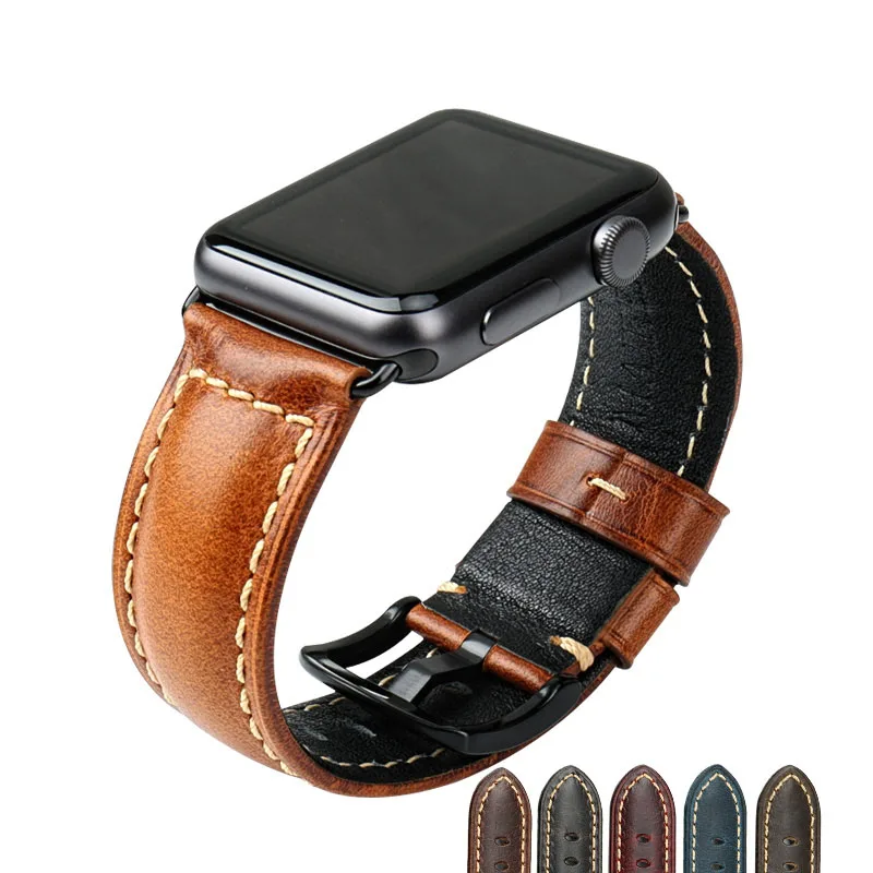 Браслет из вощеной кожи для Apple Watch Band 42 мм 38 аксессуары iWatch ремешок сохраняет