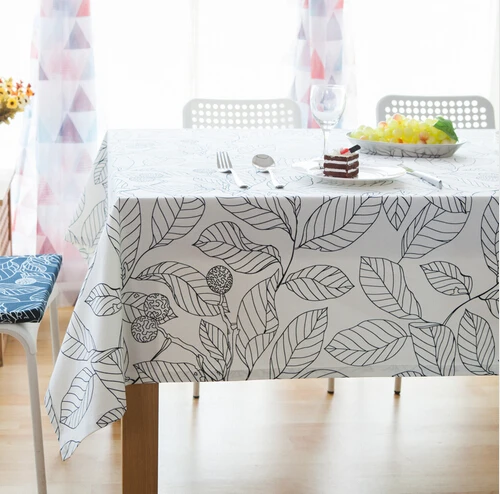 Акция современный стиль черно белые листья принт скатерти для стола вечерние