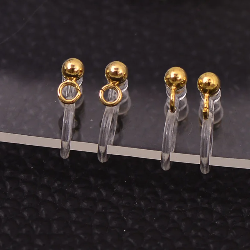 

50 PCS Stainless Steel Transparent Ear Clip For Jewelry Making Prevent Allergies Plastic Earrings Accessories Finding