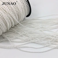 junao 100 yard 3mm white pearl beads chain bridal applique round pearls string trim for wedding garland party decorative