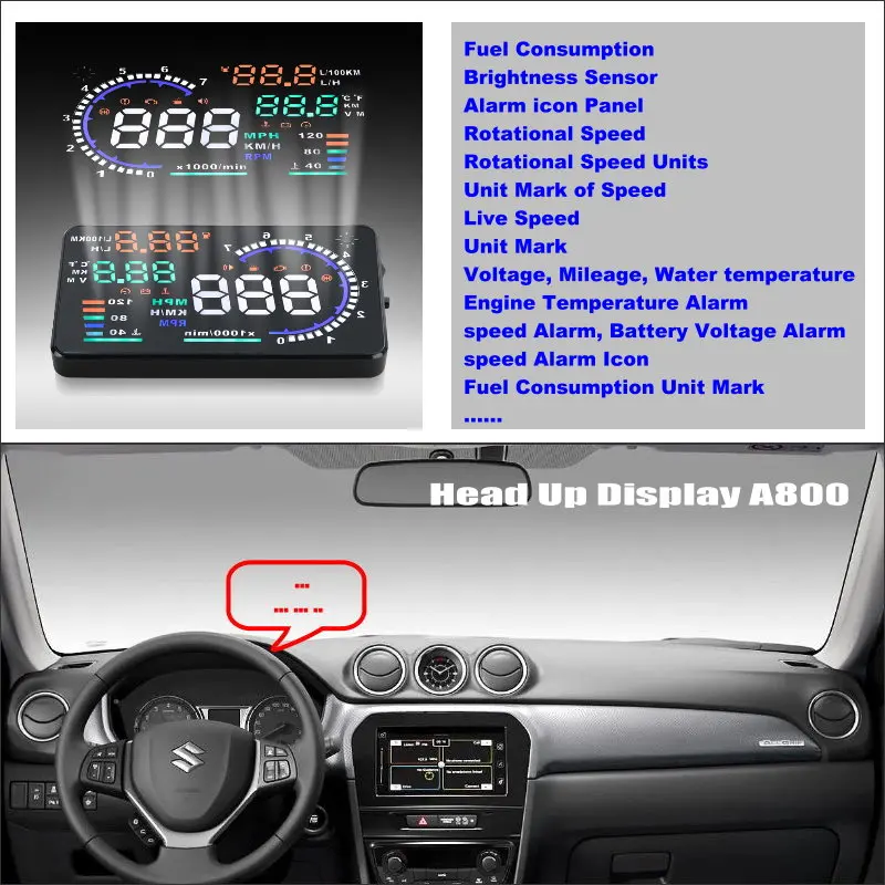 Car Head Up Display HUD For Suzuki Aerio/Vitara/SX4/XL7/Kizashi AUTO HUD OBD Refkecting Windshield Safe Screen Projector