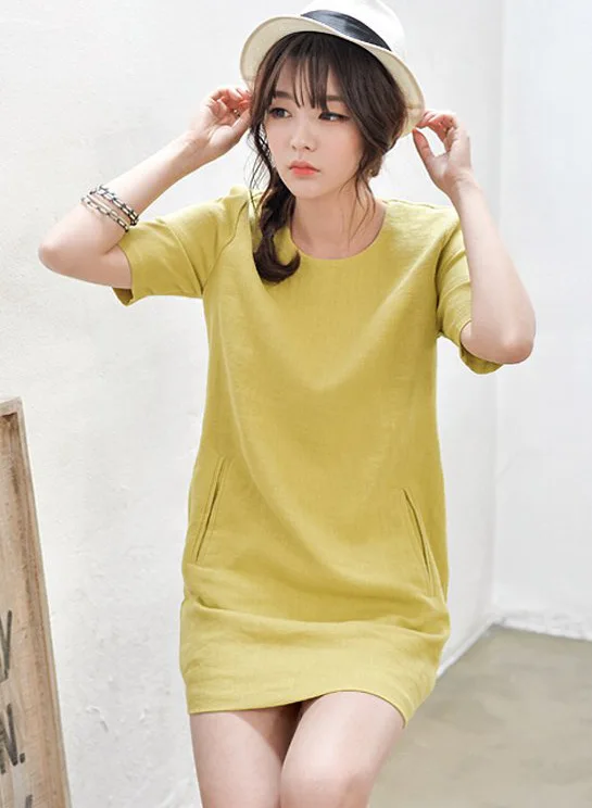 The 2015 summer new cotton short sleeved slim dress fashion loose | Женская одежда