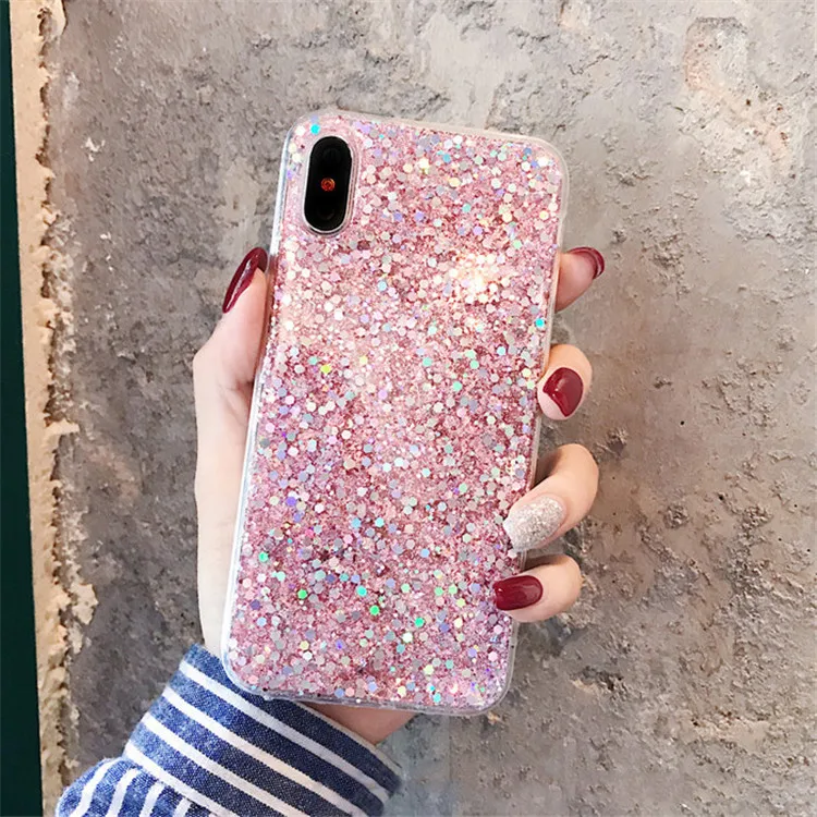 Роскошный блестящий алмаз силиконовый чехол для телефона iPhone XS Max XR X 7 8 Plus чехол для iPhone 6 6s Plus 5 5S SE чехол - Цвет: Розовый