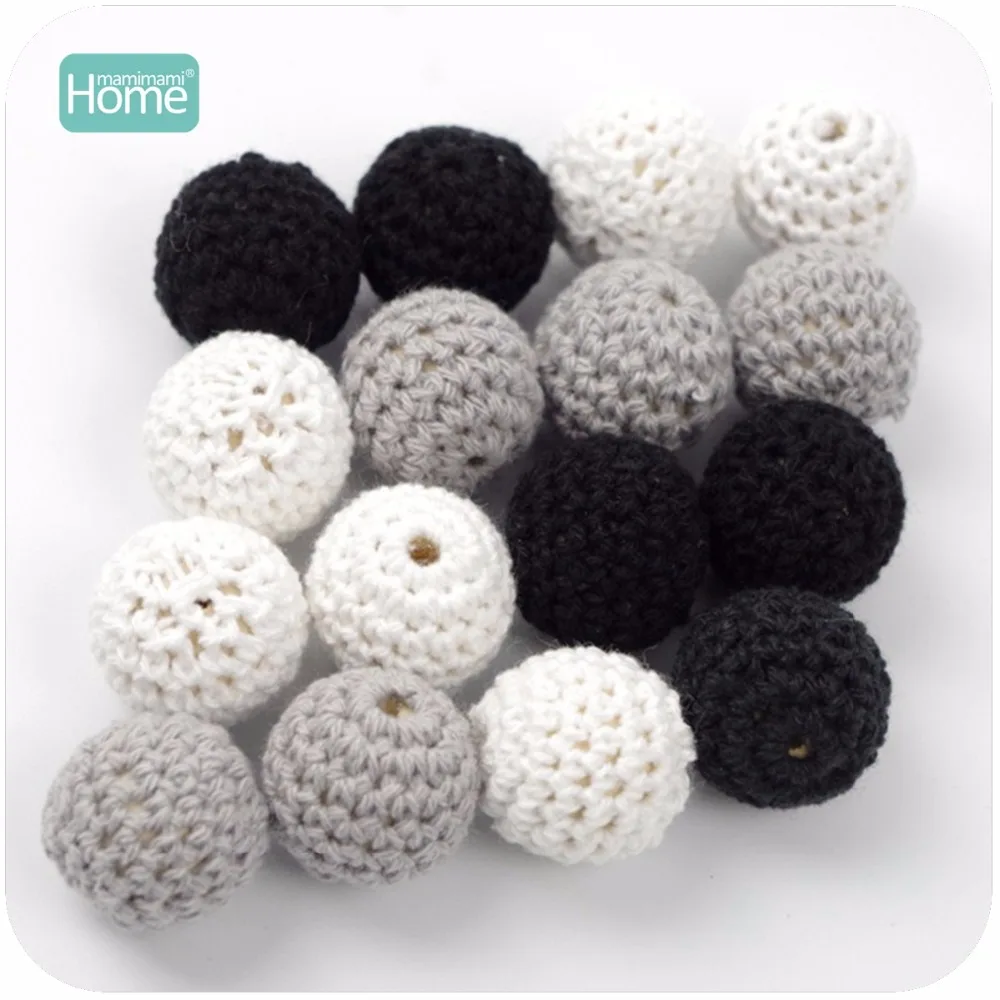 

MamimamiHome 20 мм вязанные деревянные бусины 20 шт. в черном, белом, сером цвете круглые бусины ручной работы Выберите любой цвет погремушки аксесс...