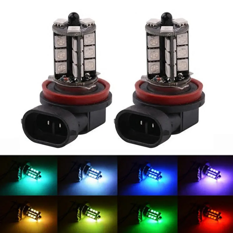Новые качественные товары 2 шт. 27SMD многоцветный RGB 5050 H11 H8 H7 9006 9005 светодиодные