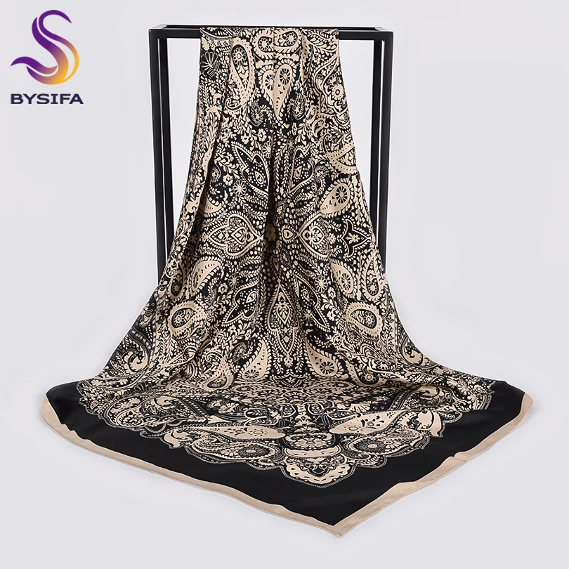 

[BYSIFA] New Plaisley Design Ladies Scarves Shawls Foulard Femme Fashion Brand Satin Silk Square Scarf Cape Women Hijabs Scarves