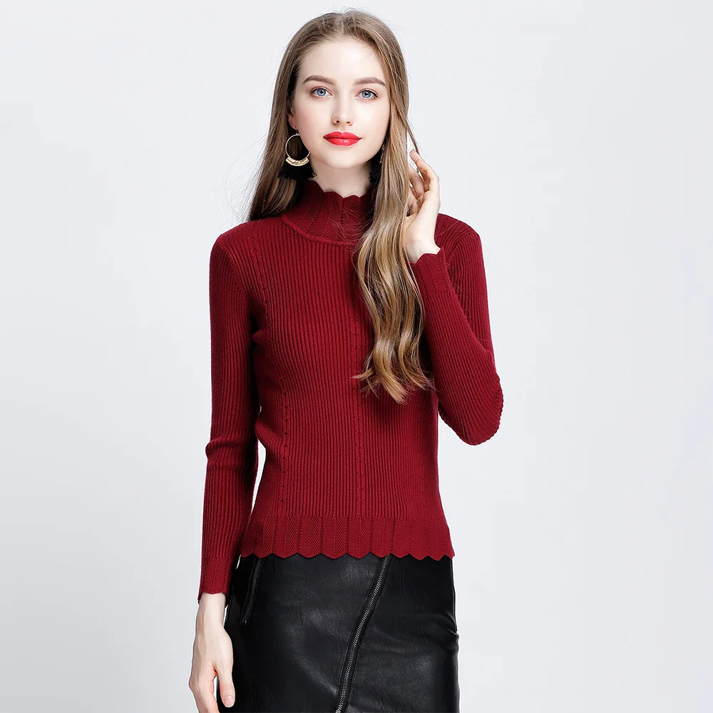 Вязаный пуловер Xisteps с высоким воротом свитер длинным рукавом на осень и зиму