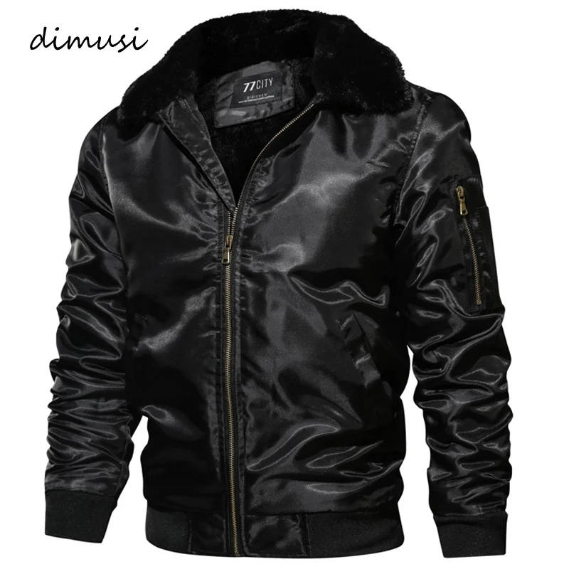 

DIMUSI Mens Winter Bomber Jacket Thick Thermal Down Cotton Parkas Male Casual Hoodies Faux Fur Collar Windbreak Warm Coats,TA150