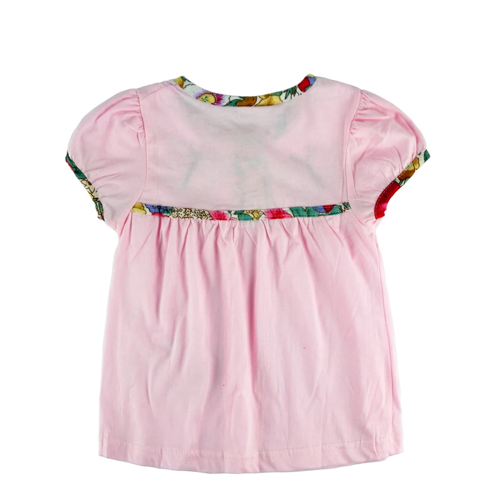 Футболка для девочек с цветочным принтом и бабочками Летний стиль милый костюм