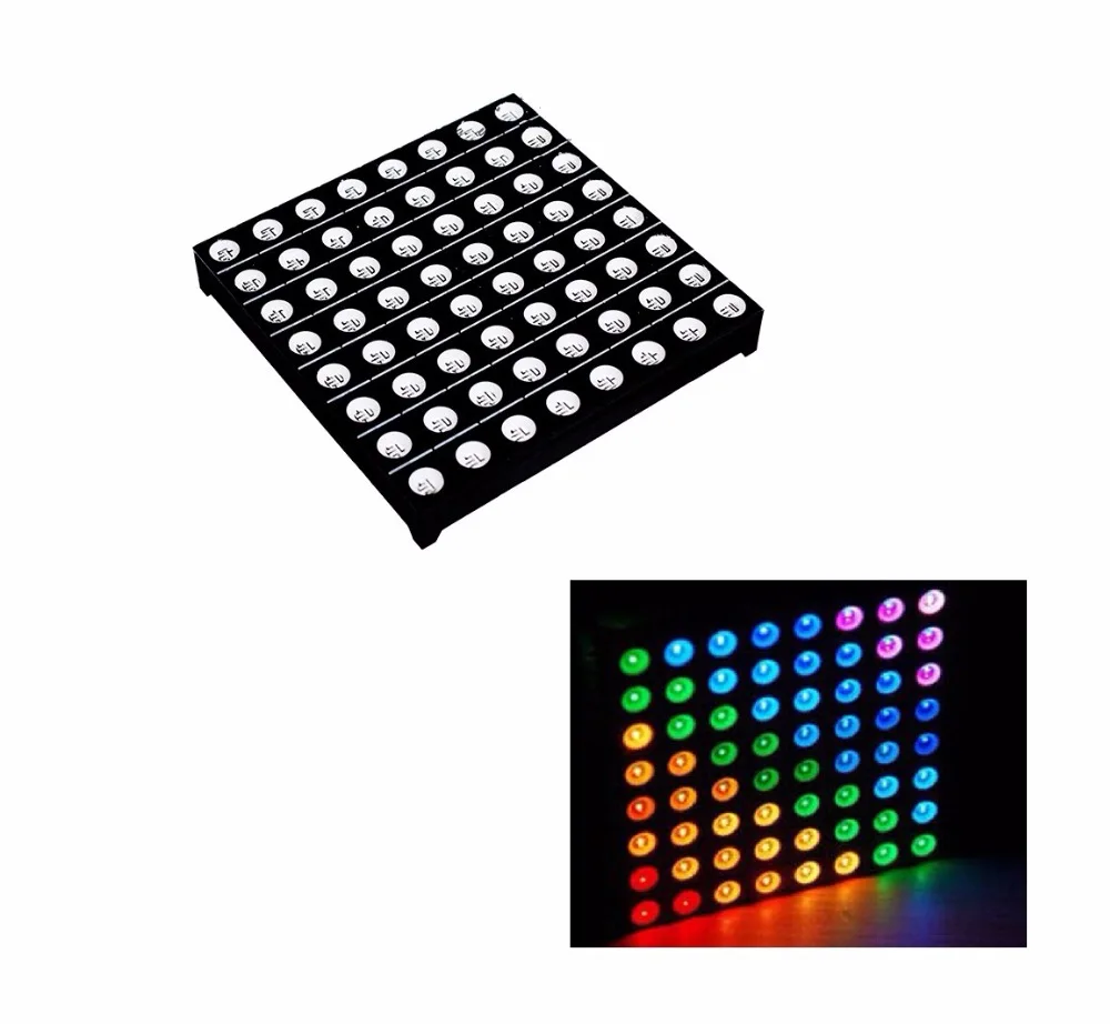 

2 шт. 5 мм 8*8 8x8 полноцветный RGB светодиодный точечный матричный дисплей модуль общий анод