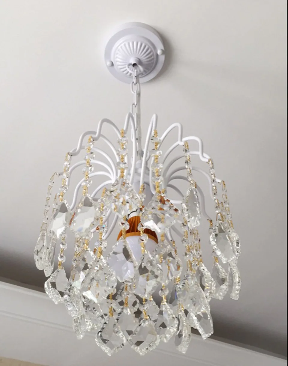 Pendant light Free LED bulb E27 K9 crystal Single head Livingroom Bedroom Dining room Foyer American Style Village White | Освещение