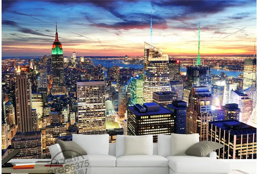 Пользовательские 3d обои современный город ночь фоновая стена для комнаты