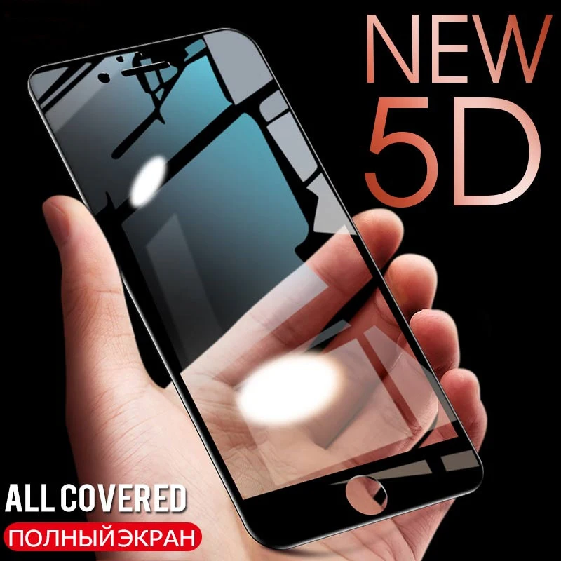 Закаленное стекло 5D с полным покрытием для iPhone 7 8 6 6s 5 зеркальная Защита экрана XS