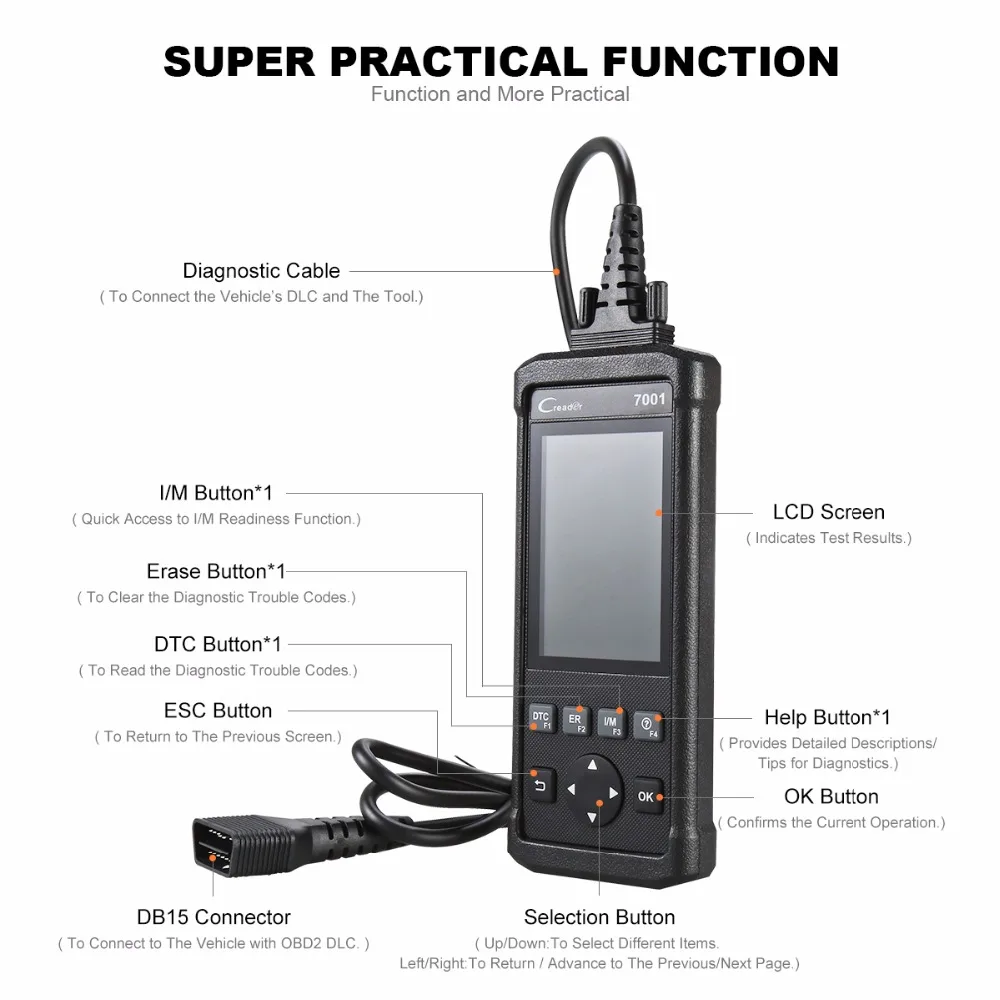 Launch DIY CReader 7001 Code Reader Full OBD2 Scanner with Oil Resets Service EPB/SAS/BMS/DPF/ABS Bleeding Optional | Автомобили и