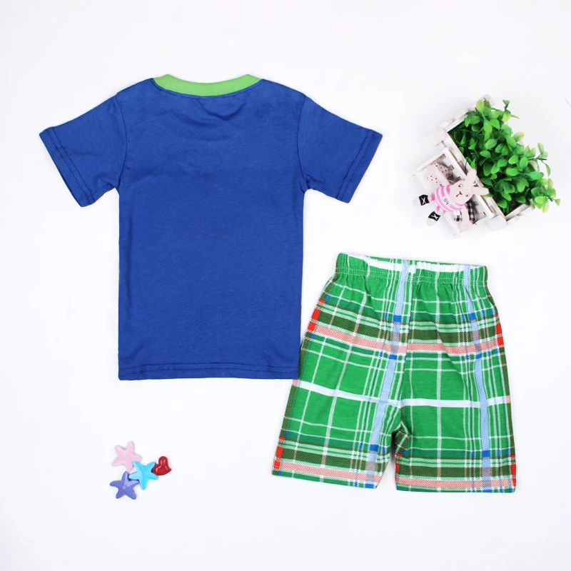 Boys Casual Summer Clothing Set Children's Sports Sets Short Sleeve T-shirt+ Plaid Shorts 2PCS Kids Homewear Clothes DS30 |