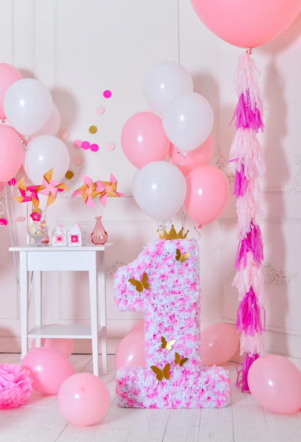 

Vinyl Birthday Backdrop For Girl Balloon Baby 1st Happy Birthday Photography Props Studio Photo Background Poster Home Decor