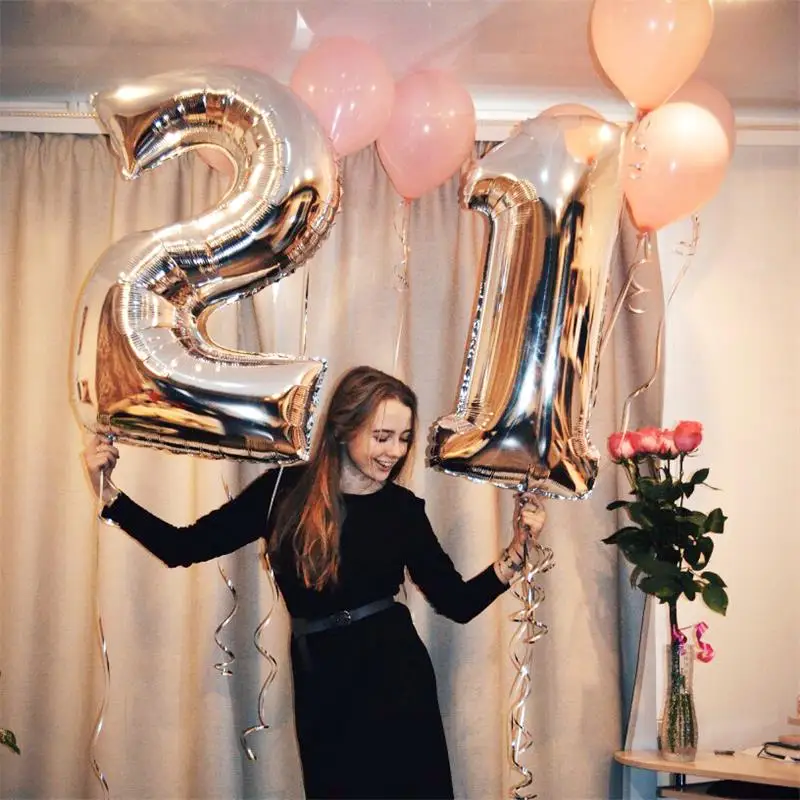 32/40 дюйма розовые золотые серебряные шары из фольги с цифрами украшения для