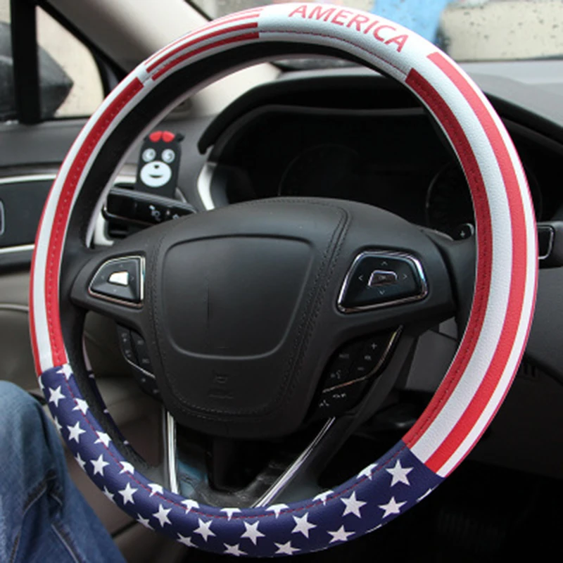 Американский флаг США чехол рулевого колеса автомобиля микрофибра кожа рулевые